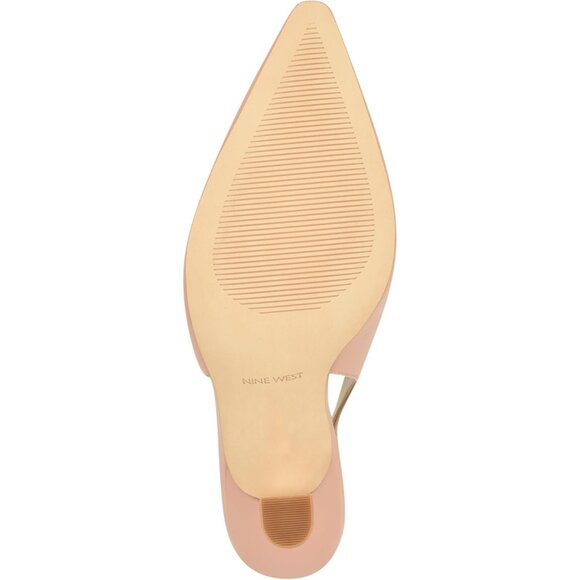 Nine West Womens Light Natural Leather Closed Pointed Toe Sling Back Veroni Pump - Picture 4 of 6